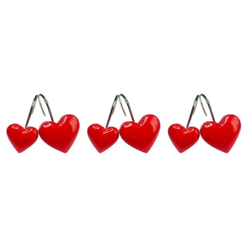 Twofishes Valentine Gift Lovely Heart-shaped Shower Curtain Hooks S/12 Anti Rust Heart Shower Curtain Hooks Pack of 12 Decorative Heart Resin Shower Curtain Rings Set of 12 - Image 4